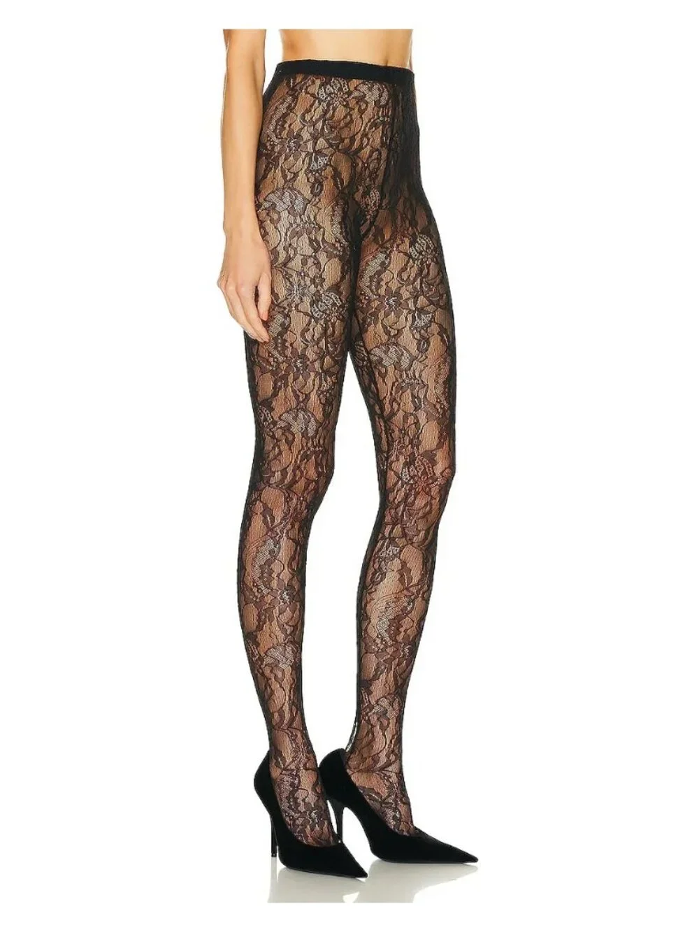WARDROBE.NYC Lace Tights in Black